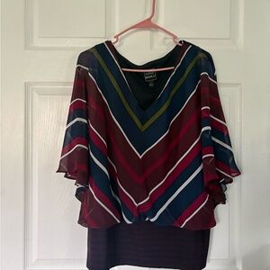 Coco Bianco Women's Chevron Blouse in Red, Blue, and Green